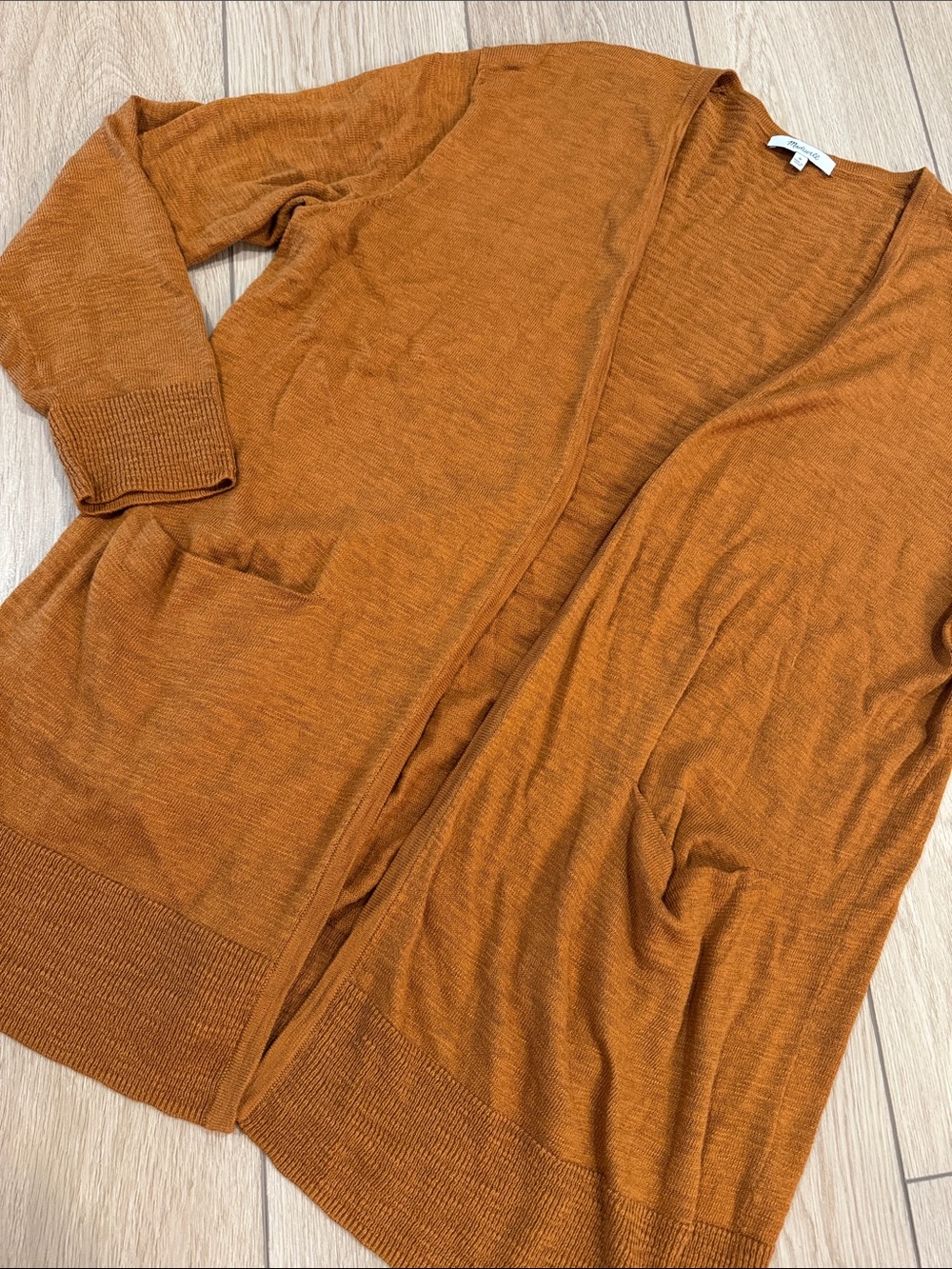Madewell Burnt Orange Longline Cardigan Sweater Sz M Fall Academia